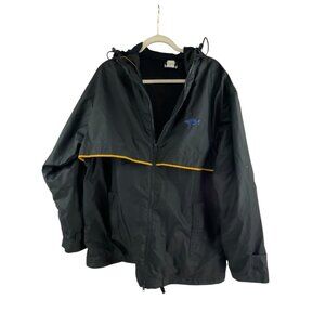 Menemsha Blues Black Yellow Hooded Rain Jacket L Outdoor Gorpcore Windbreaker